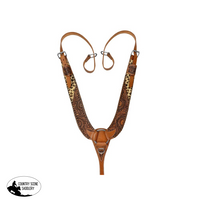 Showman ® Leather Sunflower Tooled/Cheetah Hair On Cowhide Pulling Breast Collar Breastplates