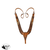 Showman ® Leather Sunflower Tooled/Cheetah Hair on Cowhide Pulling Breast Collar - Country Scene Saddlery and Pet Supplies