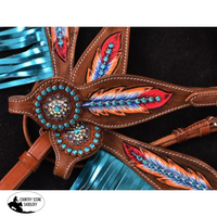 New! ~ Showman ® Light As A Feather Browband Headstall And Breast Collar Set.