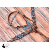 New! Showman ® Light Blue Beaded Headstall and Breast Collar Set. - Country Scene Saddlery and Pet Supplies