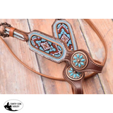 Showman ® Light Blue Beaded Headstall And Breast Collar Set. Western Tack Sets