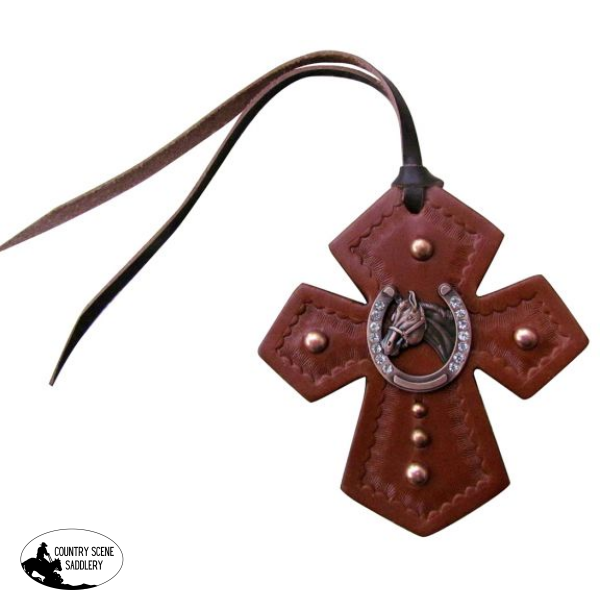 Showman ® Light Leather Tie On Cross Horse Head Saddle Accessories