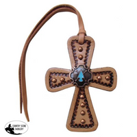 Showman ® Light Leather Tie On Cross With Turquoise Stone Arrow Head Concho. Saddle Accessories