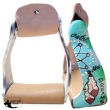Showman ® Lightweight twisted angled aluminum stirrups with painted " Catch My Dreams " design. - Country Scene Saddlery and Pet Supplies