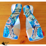 Showman ® Lightweight twisted angled aluminum stirrups with painted "Follow your dreams" design. - Country Scene Saddlery and Pet Supplies