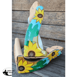 Showman ® Lightweight Twisted Angled Aluminum Stirrups With Sunflower And Cactus Print Overlay.