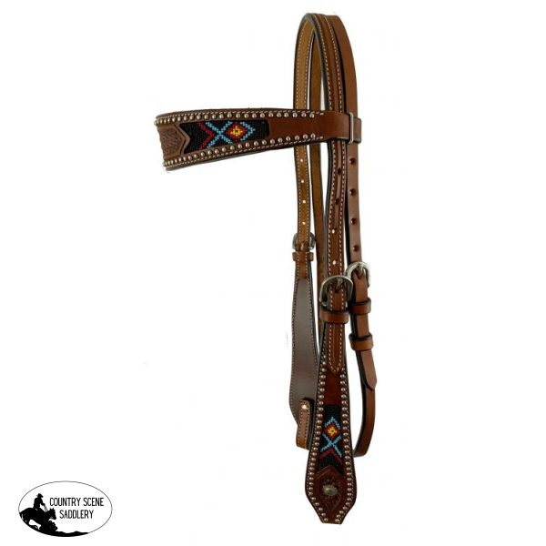 Showman ® Medium Brown Argentina Cow Leather Brow-Band Headstall #western Bridles