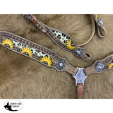 New! Showman ® Medium Leather Browband Headstall And Breastcollar Set Animals & Pet Supplies