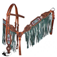 New! ~ Showman ® Medium Leather Headstall And Breastcollar. #leather Breastcollar Set With Beaded