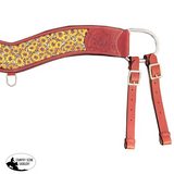 Showman ® Medium Leather Printed Sunflower And Cheetah Print Inlay Tripping Collar. Wither Strap