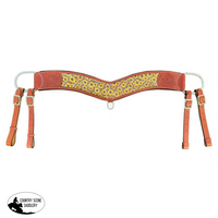 Showman ® Medium Leather Printed Sunflower And Cheetah Print Inlay Tripping Collar. Wither Strap