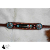 New! Howman ® Medium Leather Wither Strap With Arrow Beaded Inlay.