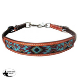 New! Showman ® Medium Leather Wither Strap With Rainbow Navajo Design Inlay.