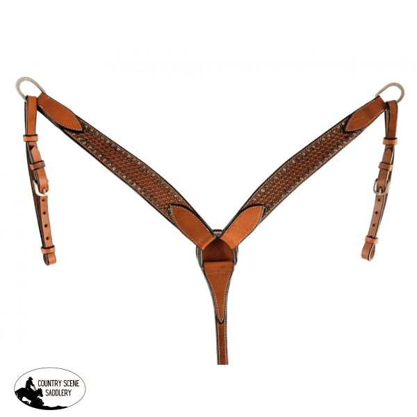 Showman ® Medium Oil Argentina Cow Leather Basket Tooled Breastcollar. Western Breastplate