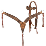 Showman ® Medium oil Browband leather headstall and breast collar set Halters