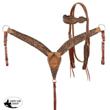 Showman ® Medium oil Browband leather headstall and breast collar set - Country Scene Saddlery and Pet Supplies