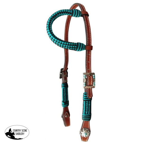 New! Showman ® Medium Oil Ear Headstall With Pro Braid Accents. Full/cob One Eared Western Bridles