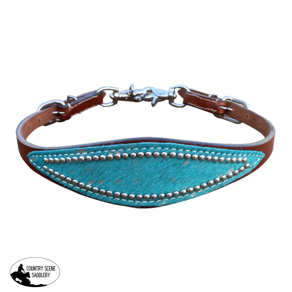 Showman ® Medium Oil Leather Wither Strap With Teal