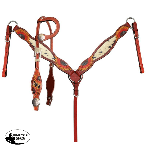 Showman ® Medium Oil Painted Sunflower Browband Headstall