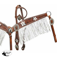 New! Showman ® Medium Tooled Leather Headstall And Breast Collar.