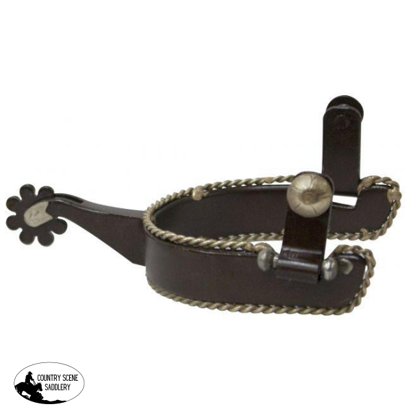 New! Showman ® Mens Brown Steel Spur With Twisted Border Accent.