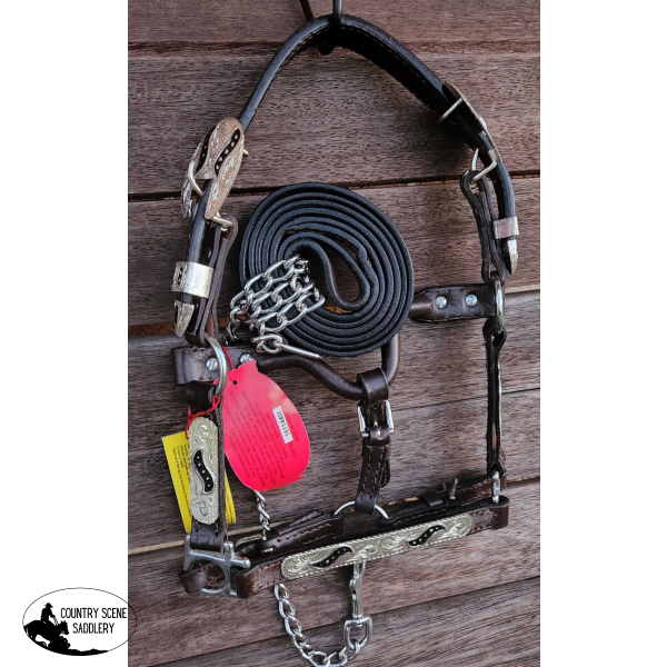 Showman ® Mini Leather Show Halter With Black Scroll Inlay