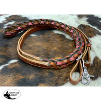 Showman ® Miracle Braid Leather Contest/Roping Rein With Buckles. Western Saddles