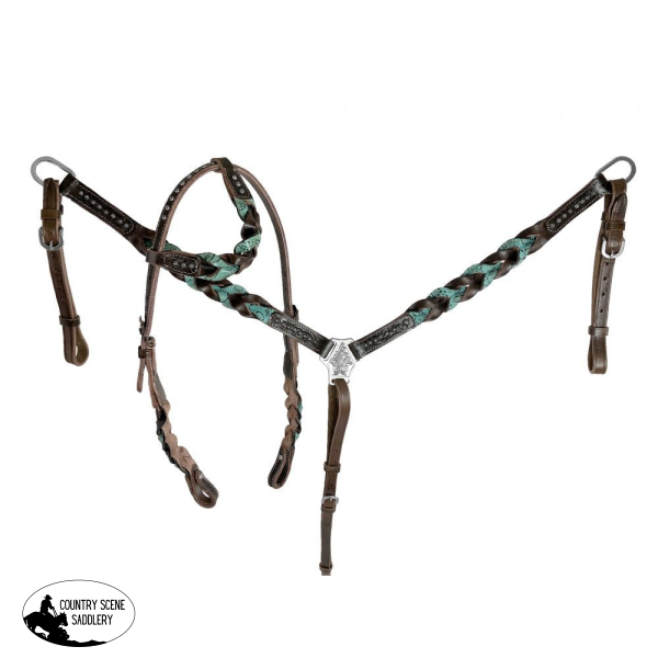 Showman ® Miracle Braid One Ear Headstall And Breast Collar Set. Western Saddles