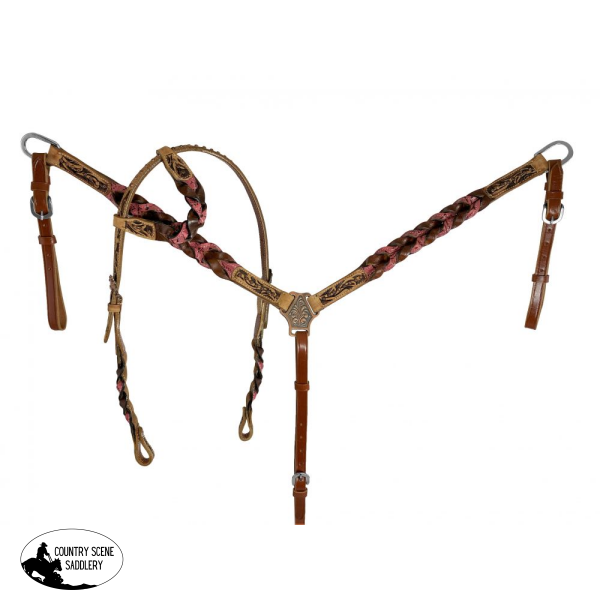 Showman ® Miracle Braid One Ear Headstall And Breast Collar Set. Western Tack Sets