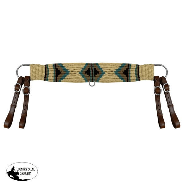 Showman ® Mohair Wool Multi-Strand Tripping Collar - Cream/Teal Breastplates