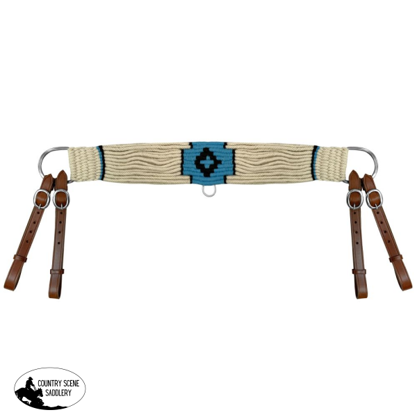 Showman ® Mohair Wool Multi-Strand Tripping Collar -White/Blue Breastplates