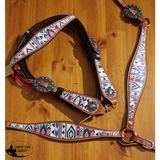 Showman ® Multi Color Navajo diamond print headstall and breast collar set. - Country Scene Saddlery and Pet Supplies