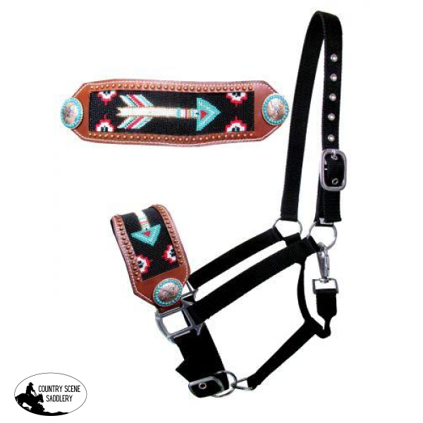 New! Showman ® Nylon Bronc Halter With Beaded Arrow Design.