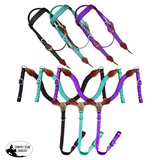 Showman ® Nylon Brow Band Headstall And Breast Collar Set With Leather Accents.