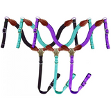 Showman ® Nylon Brow Band Headstall And Breast Collar Set With Leather Accents.
