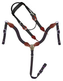 New! Showman ® Nylon Brow Band Headstall and Breast collar set with leather accents. - Country Scene Saddlery and Pet Supplies