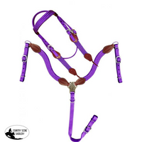 Showman ® Nylon Brow Band Headstall And Breast Collar Set With Leather Accents. One Size Full /