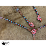Showman ® One Ear beaded Headstall and Breast collar Set - Country Scene Saddlery and Pet Supplies