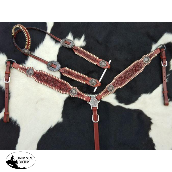 New! ~ (14309) Showman ® One Ear Headstall And Breast Collar. Tack Sets