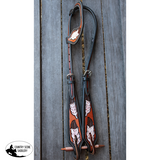 Showman ® One ear headstall with painted feather design. - Country Scene Saddlery and Pet Supplies