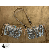 Showman ® Painted 3D Flower & Aztec Beaded Browband Headstall and Breast collar Set with Fringe. - Country Scene Saddlery and Pet Supplies