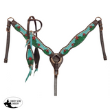 Showman ®Painted Cactus with 3D flower accent one ear headstall breast collar set. - Country Scene Saddlery and Pet Supplies