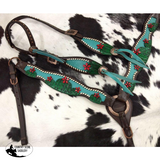Showman ®Painted Cactus with 3D flower accent one ear headstall breast collar set. - Country Scene Saddlery and Pet Supplies