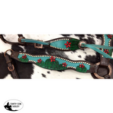 Showman ®Painted Cactus with 3D flower accent one ear headstall breast collar set. - Country Scene Saddlery and Pet Supplies