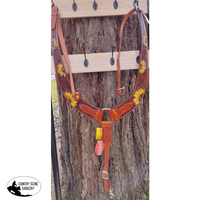 New! Showman ® Painted Sunflower Leather Pulling Collar. Pulling Breast Collars