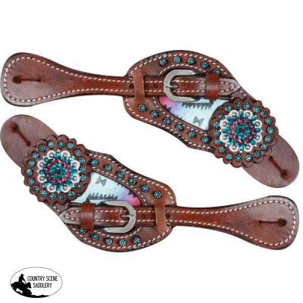 Showman ® Pastel Navajo Diamond Spur Straps.