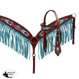 New! Showman ® Pastel Navajo Headstall And Fringe Breast Collar Set.