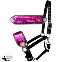 New! Showman ® Pink And Silver Sequins Bronc Halter.