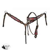 Showman ® Pink Aztec Print Browband Headstall And Breast Collar Set. Nylon/Synthetic Headstalls
