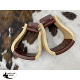 Showman ® Polished Light Oak Wooden stirrups feature 3.25" tread - Country Scene Saddlery and Pet Supplies